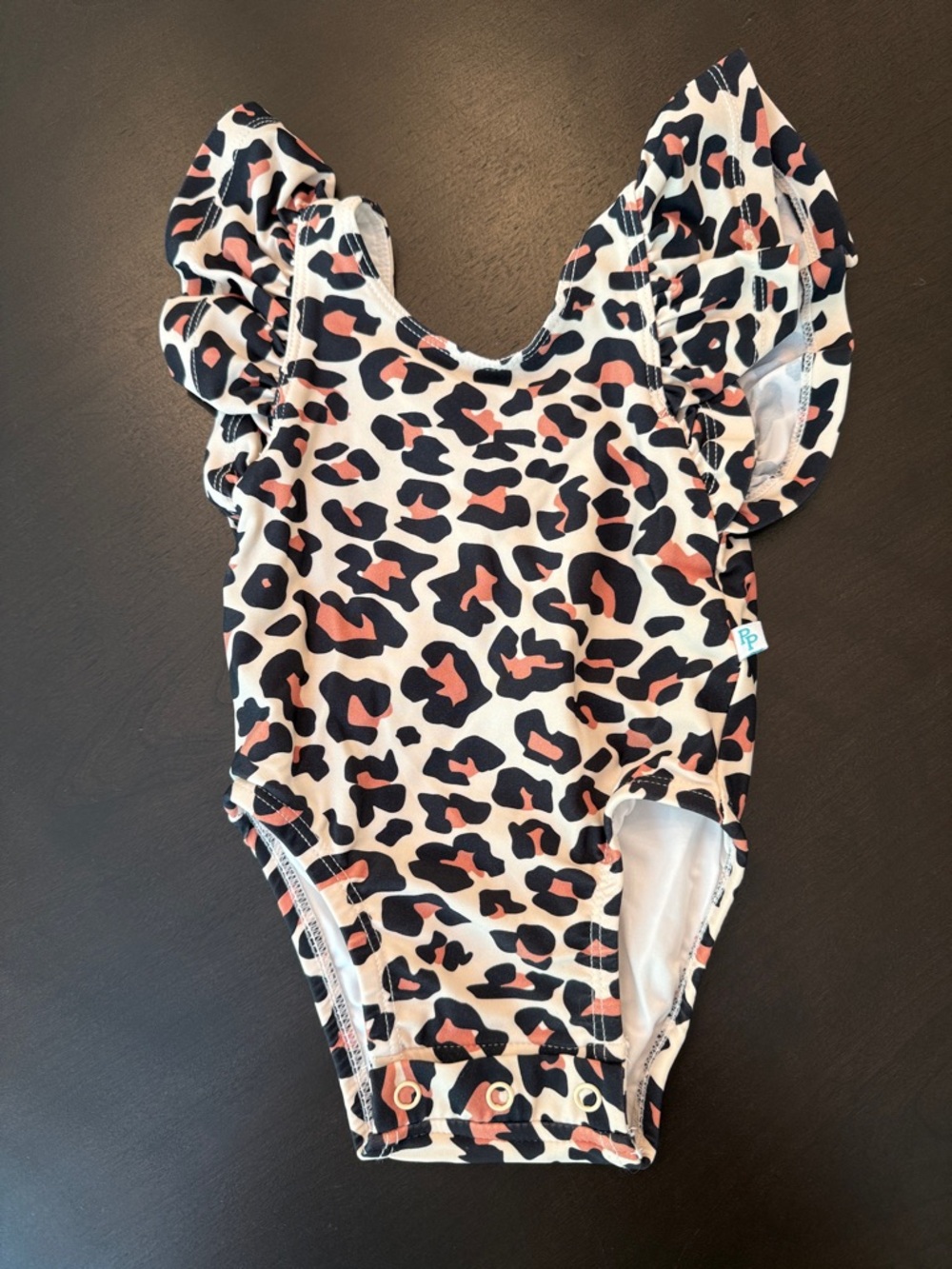 Posh Peanut Leopard Print Flutter Sleeve One-Piece Swimsuit 0-3 mos